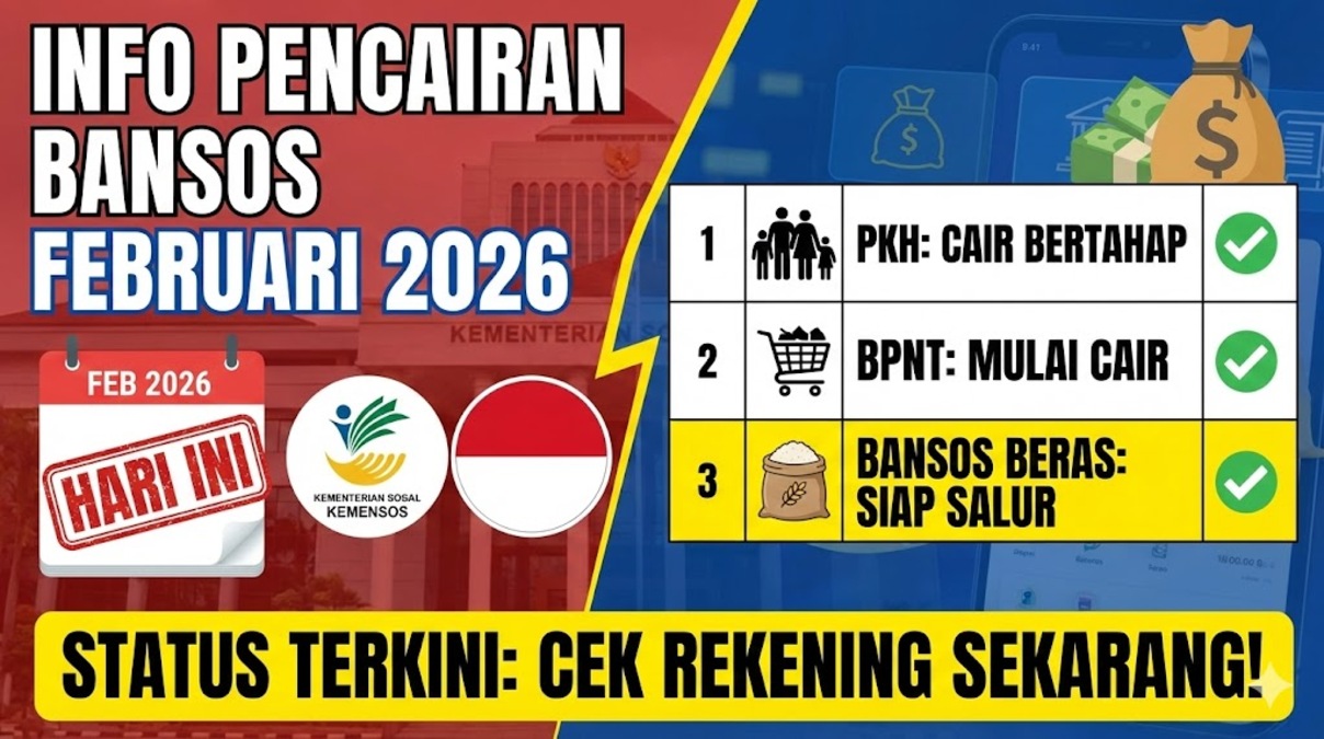 Info Pencairan Bansos Februari 2026: Status Terkini PKH, BPNT, dan Bantuan Beras Hari Ini